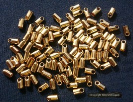 2mm Leather ends yellow gold plated thong end clasp findings 100 pcs FPCc270 - £4.69 GBP
