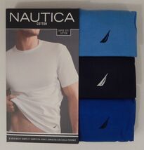 3 NAUTICA MENS COTTON BLUE GRAY WHITE CREW NECK S M L XL T-SHIRTS UNDERS... - $26.63+