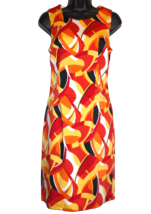 JW Treci Abstract Orange SHEATH DRESS size 6 Sleeveless Tropical Print S... - $24.70