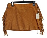 Forever 21 Pig Skin Leather Mini Skirt NWT Small W Fringe Cute Flower De... - £7.99 GBP