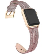 Leather Band Compatible with Apple Watch 38mm 40mm Genuine Leather -Glit... - £10.89 GBP