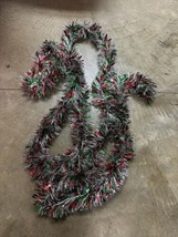 Vintage Red &amp; Green Christmas Tinsel Garland  1 Piece 11 Feet - £7.93 GBP