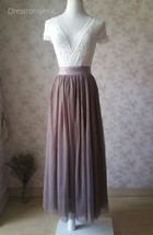Brown Tulle Maxi Skirt Outfit Women Custom Plus Size Party Tulle Skirt image 1