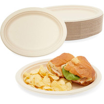Sugarcane Bagasse Plates, Disposable Dinnerware (10 X 8 Inches, 50 Pack) - £27.73 GBP