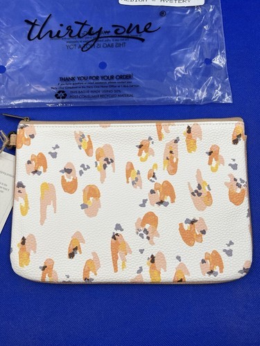 Thirty-One Large Zipper Pouch Watercolor Spots Pattern NEW - $16.82