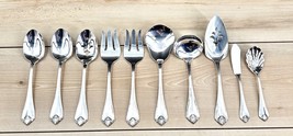 1881 Rogers Oneida King James Silver Plate Lot Of 10 Serving Pieces - $37.62
