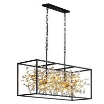 Vezzio Large Black and Gold Rectangle Crystal Chandelier for Dining Room 8-Li... - £583.45 GBP