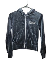 Junior NoBo No Boundaries Black Velvety Full Zip &quot;Love&quot; Hoodie - Size XS (1) - £13.11 GBP