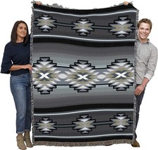 Pure Country Weavers Aydin Slate Blanket - Southwest Native American, 72X54 - £72.71 GBP