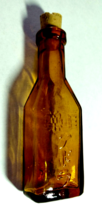 Vintage Japanese Amber Medicine Bottle Embossed Kanji Writing - £30.75 GBP