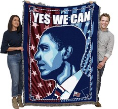 Barack Obama - Yes We Can Blanket - Gift Tapestry Throw Woven from Cotton, 72x54 - £62.19 GBP