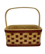 Longaberger Accents Small Rectangle Basket w/ Handle and Liner Red/Tan - €20,26 EUR