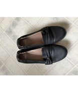 Dansko Karen Flats Burnished Nubuck Black 3/4&quot; block heel Leather Bow To... - $42.68