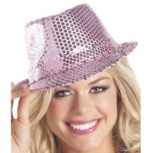 Sequin Fedora Hat Dance Costume Sparkle Shiny Glam Mardi Gras Baby Pink BW0708 - £9.79 GBP
