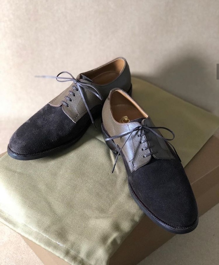 New Handmade Men's Navy Blue Suede Leather shoes, Men's Derby Lace Up Designer S