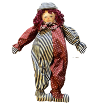 Vintage 31&quot; Handmade Patriotic Collectible Clown Rag Doll Decoration - £26.76 GBP