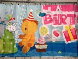 Happy Birthday Party Decoration Banner Fabric Colorful 70.8in x 43.3in - £26.51 GBP
