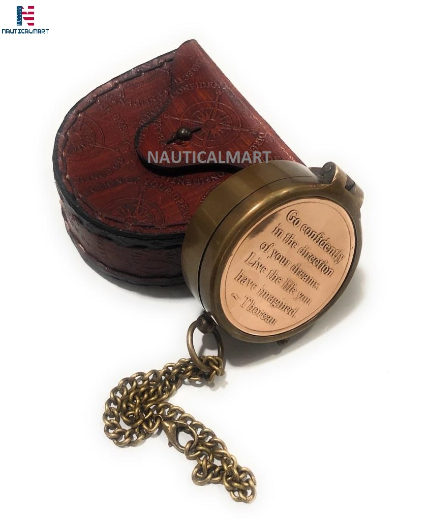 Vintage Kompass Mit Holzkiste - Inspirierendes Geschenk Mit Thoreau-Zitat Für Besondere Anlässe