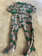 Simple Joys Boys Gray Green Yellow Alligator Fleece Long Sleeve Pajamas 2T - £5.14 GBP