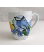 Essential Home Bluebird In Flowers 100% Porcelain 4&quot; Coffee Cup - $9.89
