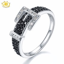 Diamond Wedding Rings Natural Gemstone Spinel 925 Sterling Silver Belt Shape Rin - £52.35 GBP