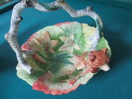 An item in the Pottery & Glass category: FITZ & FLOYD CHRISTMAS THANKSGIVING TEAPOT BASKET COOKIE DISH BEAR 