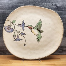 Ruby Throated Hummingbird Floral Serving Plate Embossed Platter by Blue Sky 14&quot; - £30.36 GBP