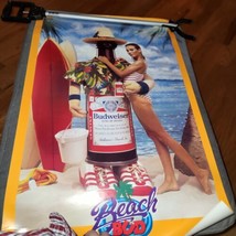 Vintage 1983 Budweiser Bud Beer Beach Bud Sexy Girl Large Poster 22” X 37”  - £29.42 GBP
