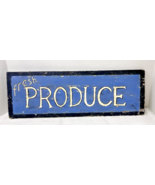 Original Fresh Produce Hand Painted Wood Sign 22 x 7 3/8 Inches Shabby Wear - €80,17 EUR