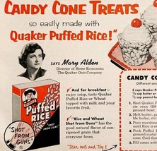 1953 Quaker Oats Puffed Rice Advertisement Cereal Candy Cone Recipe DWLL5 - $19.99