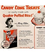 1953 Quaker Oats Puffed Rice Advertisement Cereal Candy Cone Recipe DWLL5 - €17,09 EUR