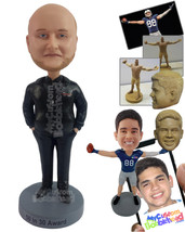 Personalized Bobblehead Nice dude with both hands in pocket wearing a zip-up jac - £73.18 GBP