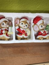 Homco Christmas Santa Mouse Mice Figurines Holiday 5405 3 Pc Set Taiwan  - £23.52 GBP