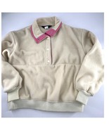 Vintage Woolrich Sweatshirt Womens Large Cream Pink 90s Pullover Fleece ... - $33.03 CAD
