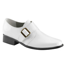 LOA12/W/PU Men&#39;s Retro Monk Strap Buckling White Matte Halloween Costume Loafers - £44.24 GBP