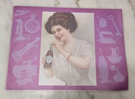 VTG COCA-COLA AD Calendar Girl PRETTY GIRL PLASTIC COATED PLACEMAT, Vintage - $14.03