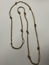 Vintage Monet Gold Tone Double Chain Knotted Necklace 34 Inch - £22.04 GBP