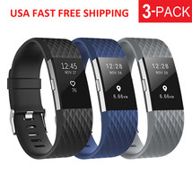 3Pack Fitbit Charge 2 Replacement Wristband Strap Band Silicone Fitness ... - £13.30 GBP