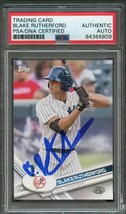 2017 Topps Pro Debut #107 Blake Rutherford Signed Card PSA Slabbed Auto Yankees - £63.86 GBP
