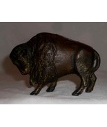 Antique Cast Iron Gold Painted Still Penny Bank Buffalo Bison by A.C. Wi... - £138.61 GBP