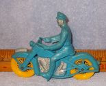 Vintage Auburn Rubber Blue Police Motorcycle and Driver Toy - $29.95