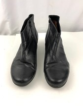 Earth Spirit Fiona Black Leather Zip Stacked Heel Ankle Booties Sz 10  - £19.41 GBP