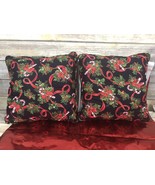 Christmas Decorative Pillows Candy Canes and Holly Shimmering Mistletoe ... - $9.78