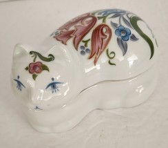 Vintage Elizabeth Arden Porcelain Floral Cat Candle Trinket Box Candle N... - $12.99