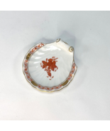 Vintage Herend Hungary Hand Painted Porcelain Shell Bone Dish Rust Trink... - £50.31 GBP