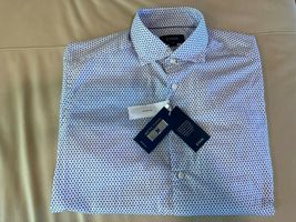 Eton Slim Fit Medallion Print Poplin Cotton Dress Shirt, Size 16.5 - £90.34 GBP