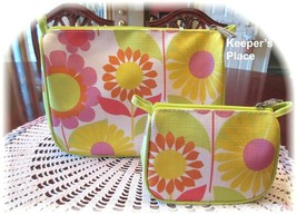 2 Clinique Makeup Travel Zippered Cases Pink Sunflower Floral New - $9.00