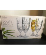 New 4 ShannoN Crystal by Godinger South Beach Palm 9 Oz Ice Beverage Gob... - $54.63 CAD