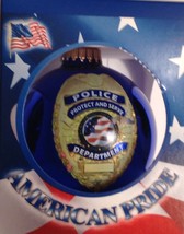Krebs Christmas Ornament Royal Blue Glass Ball Police Protect &amp; Serve - $13.81