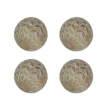 Set of 4 Rustic Plant Themed Wood-like Resin Home Decor Balls 4 Inch Diameter - £29.92 GBP